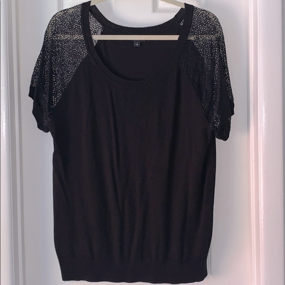 Torrid sheer lace sleeve black sweater top shirt 1